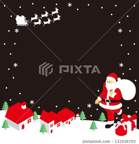 Isometric cityscape and Santa Claus Christmas frame material Isometric cityscape and Santa Claus Christmas frame material 132836703