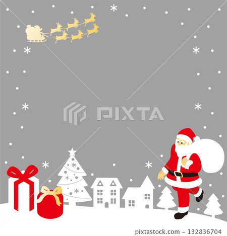 Christmas Frame Material - Santa and City Silhouette Snow Simple Background Illustration Design Material Christmas Frame Material - Santa and City Silhouette Snow Simple Background Illustration Design Material 132836704