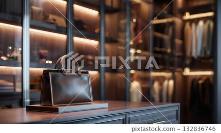 現代化的步入式衣帽間－豪華家居衣櫥和整齊的衣物收納空間 132836746