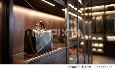 現代化的步入式衣帽間－豪華家居衣櫥和整齊的衣物收納空間 132836747