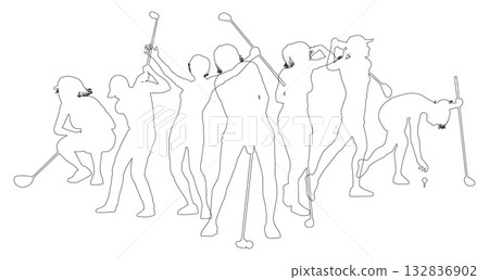 Golfers Golfing Silhouette Golf People Silhouettes 132836902