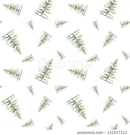 Spruce tree snow covered watercolor seamless pattern. Christmas fir snow covered. Hand drawn winter illustration on isolated white background. Clipart for New Year holiday fabric, Xmas wallpaper. Spruce tree snow covered watercolor seamless pattern. Christmas fir snow covered. Hand drawn winter illustration on isolated white background. Clipart for New Year holiday fabric, Xmas wallpaper. 132837123