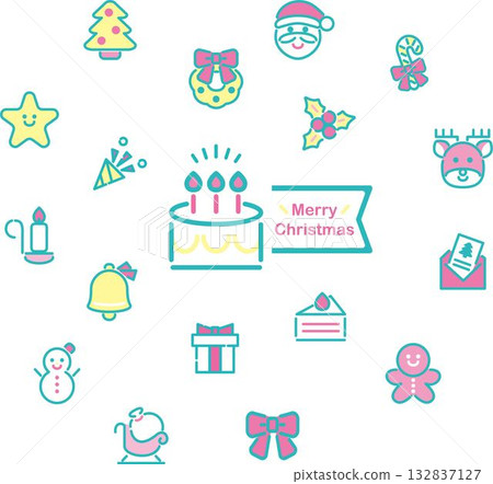 可愛的聖誕圖示集:裝飾、花圈、聖誕老人、蛋糕、緞帶、設計、插畫素材 可愛的聖誕圖示集:裝飾、花圈、聖誕老人、蛋糕、緞帶、設計、插畫素材 132837127