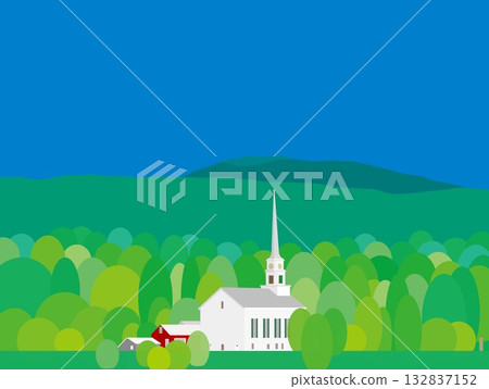Stowe, Vermont, spring scenery 132837152