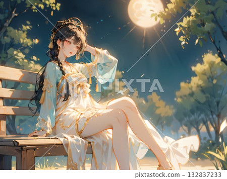 可愛的女孩插畫 132837233