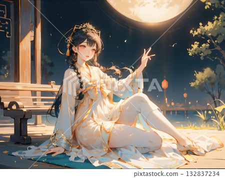 可愛的女孩插畫 132837234