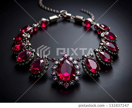 類似紅寶石的寶石項鍊 132837247