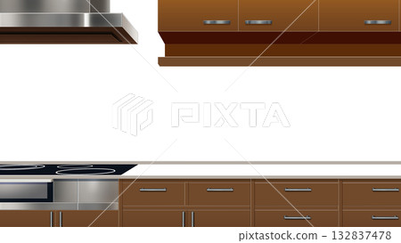 現代廚房,擁有透明牆體 現代廚房,擁有透明牆體 132837478