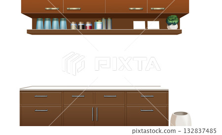 現代廚房,擁有透明牆體 現代廚房,擁有透明牆體 132837485