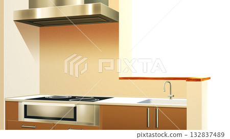 現代廚房,擁有透明牆體 現代廚房,擁有透明牆體 132837489