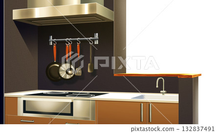 現代廚房，擁有透明牆體 132837491