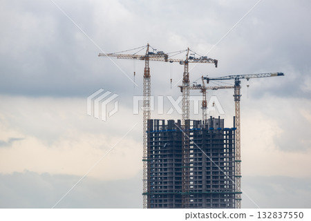Construction progress showcases modern development Construction progress showcases modern development 132837550