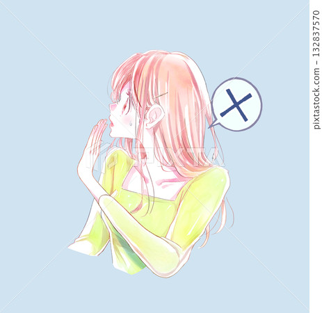 女人驚訝、懷疑、流汗、拒絕、交叉 女人驚訝、懷疑、流汗、拒絕、交叉 132837570