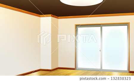 One-room apartment with cream-colored walls 132838323