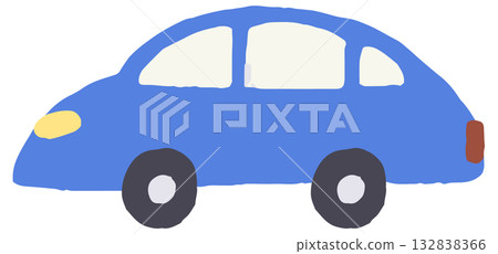 Hand-drawn illustration of a blue car 132838366