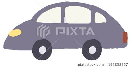 Hand-drawn illustration of a black car 132838367