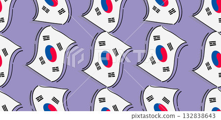 Seamless pattern korean doodle hand drawn isolated on purple background. Seamless pattern korean doodle hand drawn isolated on purple background. 132838643