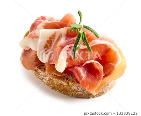 ciabatta bread slice with prosciutto meat ciabatta bread slice with prosciutto meat 132839122