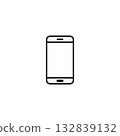 Smartphone line art icon isolated on white background. Realistic smartphone mockup. black Mobile phone vector icon. 132839132