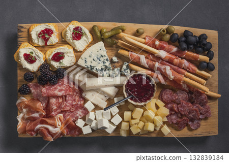set of various meat and cheese snacks set of various meat and cheese snacks 132839184