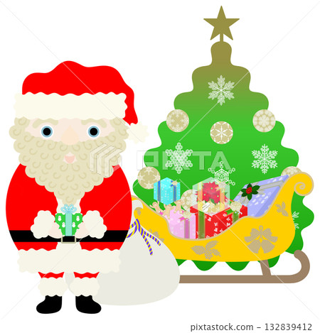 Cute Santa Claus and Christmas tree illustration Cute Santa Claus and Christmas tree illustration 132839412