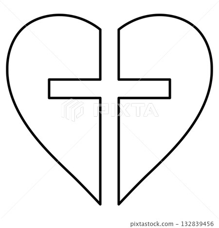 Heart Cross Symbol in Minimal Christian Love Faith unity hope Heart Cross Symbol in Minimal Christian Love Faith unity hope 132839456