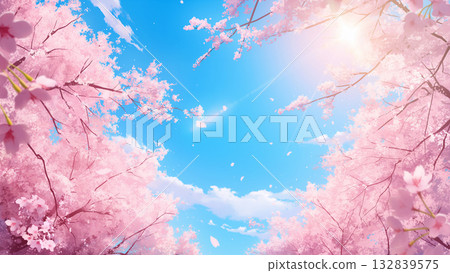 櫻花樹與陽光，動漫風格 132839575
