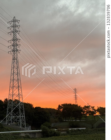 Steel tower before dawn 132839706