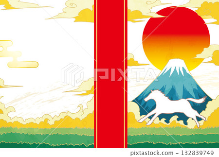 Japanese paper Japanese pattern New Year's card material illustration 132839749