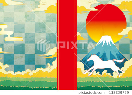 Japanese paper Japanese pattern New Year's card material illustration 132839759