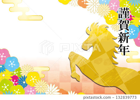 日本紙 日本圖案 新年賀卡材料插圖 132839773