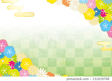 日本紙 日本圖案 新年賀卡材料插圖 日本紙 日本圖案 新年賀卡材料插圖 132839786