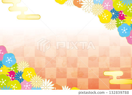 Japanese paper Japanese pattern New Year's card material illustration Japanese paper Japanese pattern New Year's card material illustration 132839788