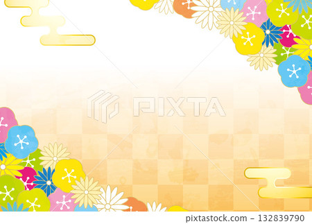 Japanese paper Japanese pattern New Year's card material illustration Japanese paper Japanese pattern New Year's card material illustration 132839790