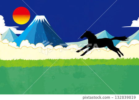 日本紙 日本圖案 新年賀卡材料插圖 132839819