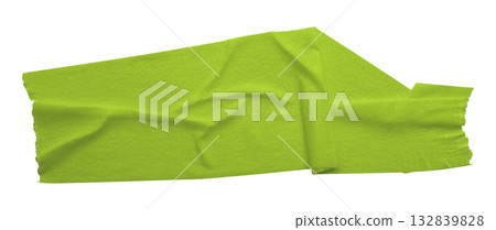 green crumpled torn tape isolated on transparent background. green crumpled torn tape isolated on transparent background. 132839828