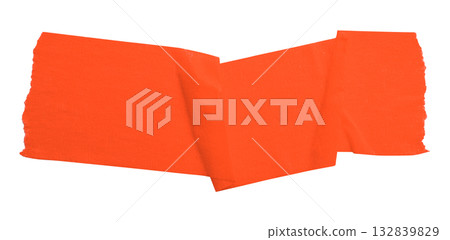 red crumpled torn tape isolated on transparent background. red crumpled torn tape isolated on transparent background. 132839829