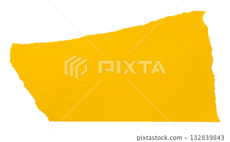 yellow crumpled torn tape isolated on transparent background. 132839843