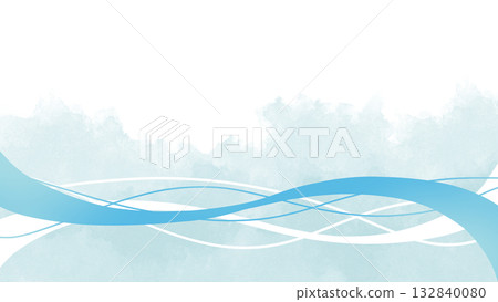 Wave line and translucent watercolor background material light blue Wave line and translucent watercolor background material light blue 132840080