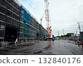 A construction site where light rain is falling 132840176