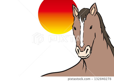 New Year's card, horse, horse, year of the horse, New Year, Mt. Fuji, Fuji, Japanese style, illustration, first sunrise, New Year, sunrise, New Year's New Year's card, horse, horse, year of the horse, New Year, Mt. Fuji, Fuji, Japanese style, illustration, first sunrise, New Year, sunrise, New Year's 132840278