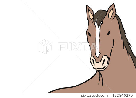 New Year's card, horse, horse, year of the horse, New Year, Mt. Fuji, Fuji, Japanese style, illustration, first sunrise, New Year, sunrise, New Year's 132840279