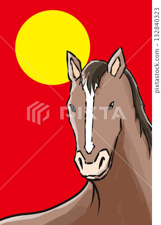 New Year's card, horse, horse, year of the horse, New Year, Mt. Fuji, Fuji, Japanese style, illustration, first sunrise, New Year, sunrise, New Year's New Year's card, horse, horse, year of the horse, New Year, Mt. Fuji, Fuji, Japanese style, illustration, first sunrise, New Year, sunrise, New Year's 132840323