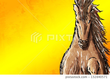 New Year's card, horse, horse, year of the horse, New Year, Mt. Fuji, Fuji, Japanese style, illustration, first sunrise, New Year, sunrise, New Year's New Year's card, horse, horse, year of the horse, New Year, Mt. Fuji, Fuji, Japanese style, illustration, first sunrise, New Year, sunrise, New Year's 132840571