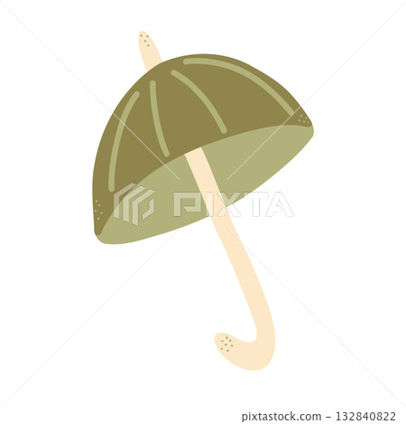 Opened green umbrella. Vector isolated illustration for stickers, scrapbooking, and patterns. 132840822