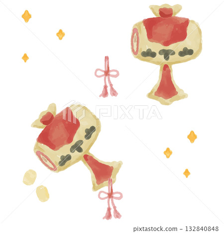 水彩魔法槌（金色）/ 可愛的新年幸運符插圖（無主線） 132840848