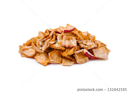 Crunchy apple snack made from dried fruit for healthy eating Crunchy apple snack made from dried fruit for healthy eating 132842585