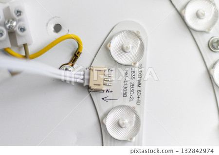 Image shows an electronic circuit board, specifically a constant current LED driver board. Image shows an electronic circuit board, specifically a constant current LED driver board. 132842974