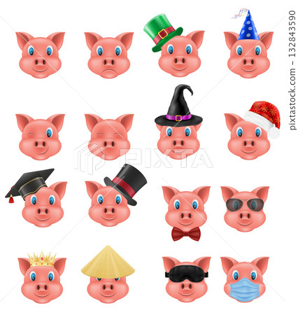 emoji pig snout sticker cartoon stock vector illustration 132843590