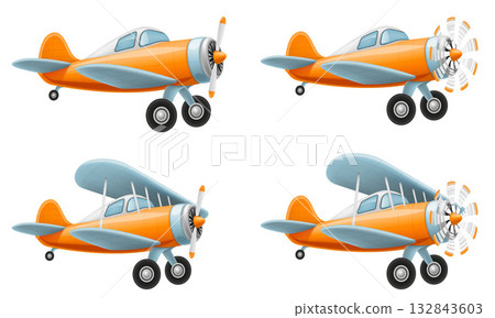 retro aircraft airplane old vintage plane cartoon stock vector illustration 132843603
